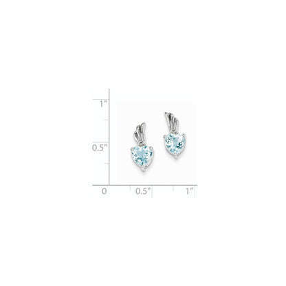14K Weißgold Echt Diamant und Blautopas Herz Ohrstecker