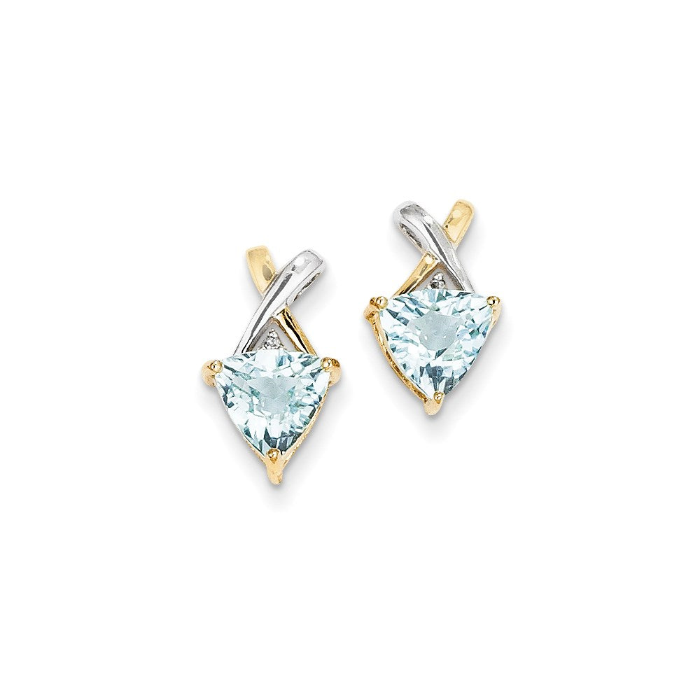 14K Gelbgold & Rhodium Blautopas und Weißtopas Trillant-Ohrstecker
