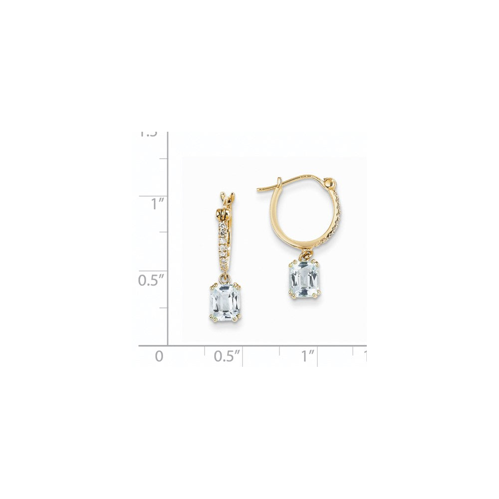 14K Gelbgold Echt Diamant & Blautopas Hängend Creolen