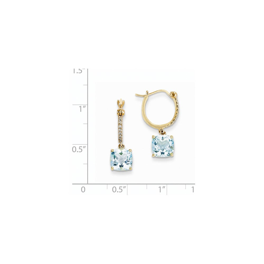 14K Gelbgold Echt Diamant & Blautopas Hängend Creolen