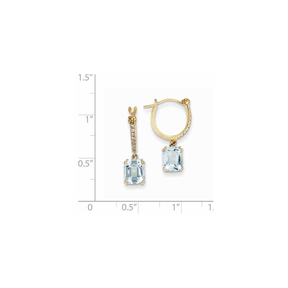 14K Gelbgold Echt Diamant & Blautopas Hängend Creolen