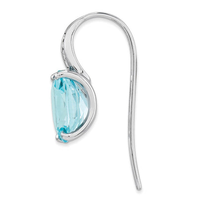 14K Weißgold Echt Diamant und Blautopas Oval Ohrhänger