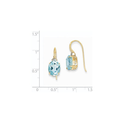 14K Gelbgold Echt Diamant & Blautopas Oval Ohrhänger