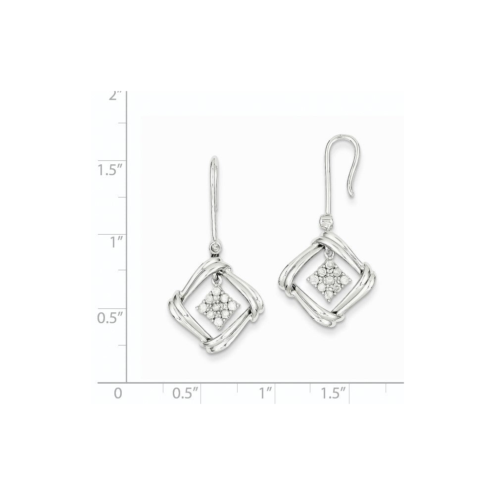 14K Weißgold Ohrringe mit echten Diamanten und Frenchwire-Verschluss