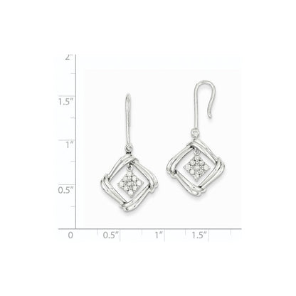 14K Weißgold Ohrringe mit echten Diamanten und Frenchwire-Verschluss