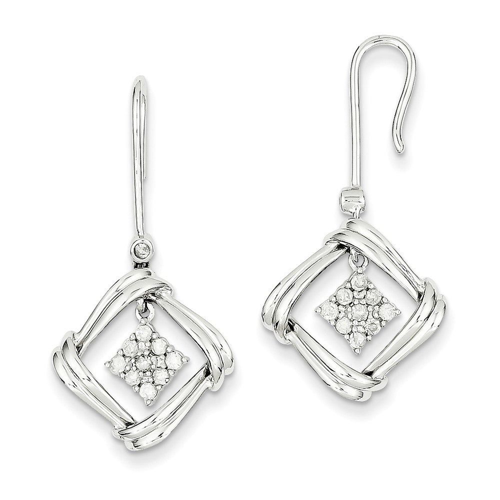 14K Weißgold Ohrringe mit echten Diamanten und Frenchwire-Verschluss