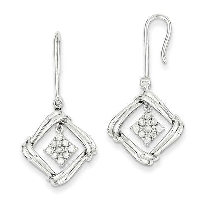 14K Weißgold Ohrringe mit echten Diamanten und Frenchwire-Verschluss