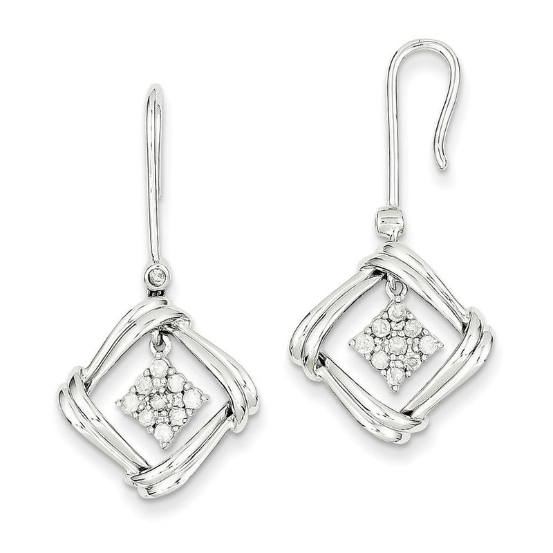 14K Weißgold Ohrringe mit echten Diamanten und Frenchwire-Verschluss