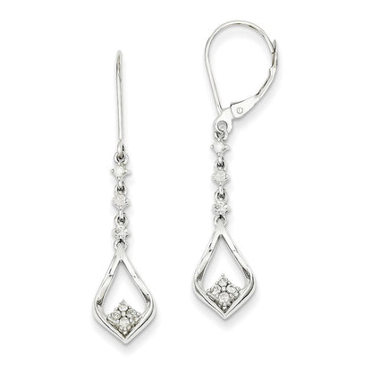 14K Weißgold Diamant-Ohrringe mit Leverback-Verschluss