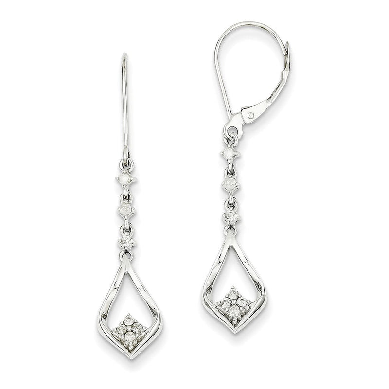 14K Weißgold Diamant-Ohrringe mit Leverback-Verschluss