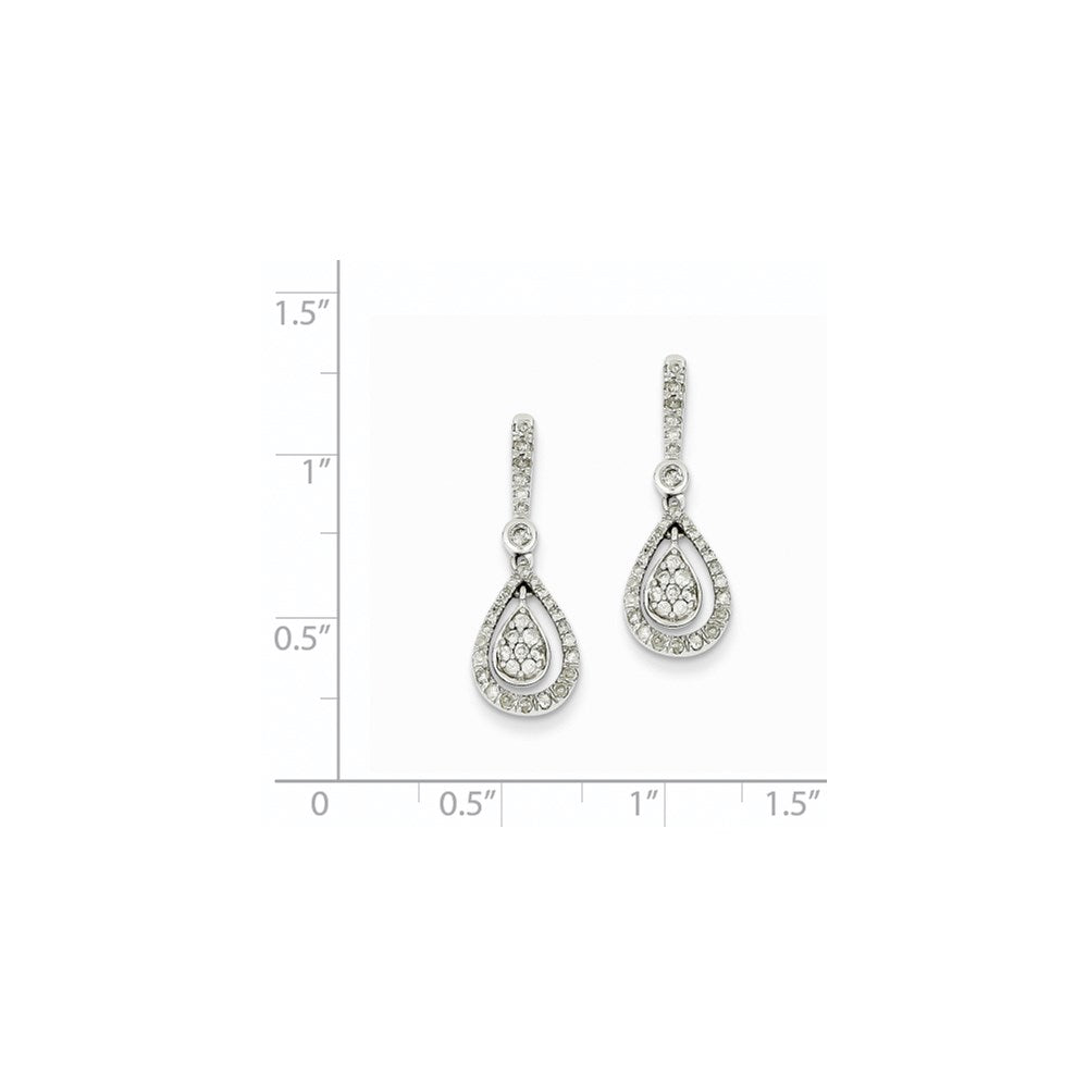 14K Weißgold Ohrhänger mit echtem Diamant, ausgefallene Tropfenform, Steckverschluss