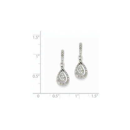 14K Weißgold Ohrhänger mit echtem Diamant, ausgefallene Tropfenform, Steckverschluss