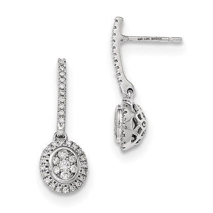 14K Gelbgold Mystere Weißgold Diamant-Ohrhänger mit Steckverschluss