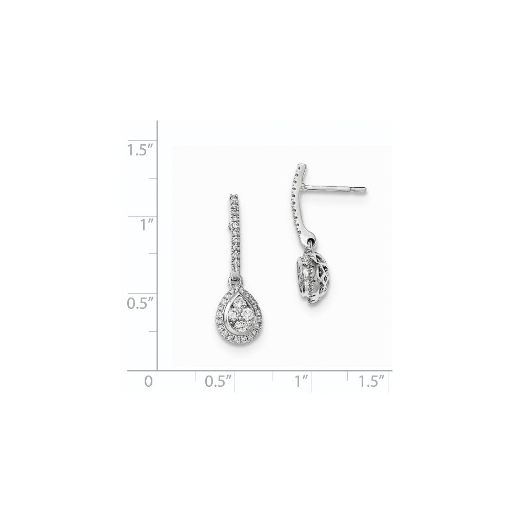 14K Gelbgold Ohrhänger mit Mystère-Fassung, Weißgold und echten Diamanten in Tropfenform, mit Ohrstecker-Verschluss