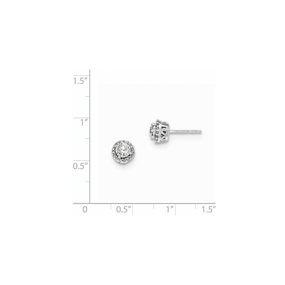 14K Weißgold Ohrstecker mit Diamanten im Rundschliff, poliert, 0,00 ct