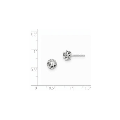14K Weißgold Ohrstecker mit Diamanten im Rundschliff, poliert, 0,00 ct