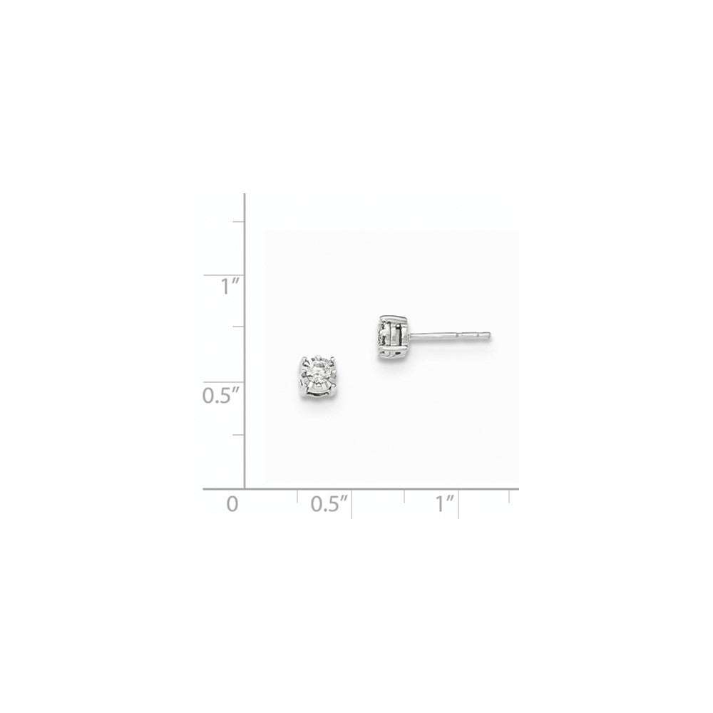 14K Weißgold Ohrstecker mit poliertem echtem Diamant