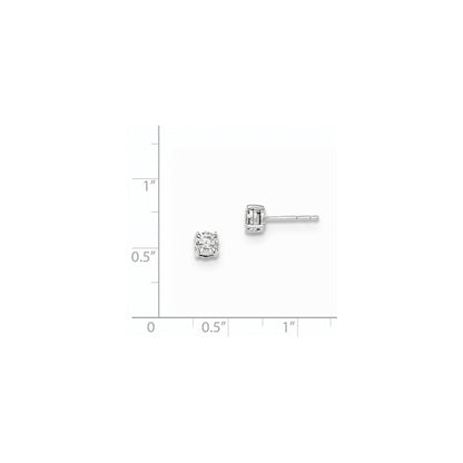 14K Weißgold Ohrstecker mit poliertem echtem Diamant