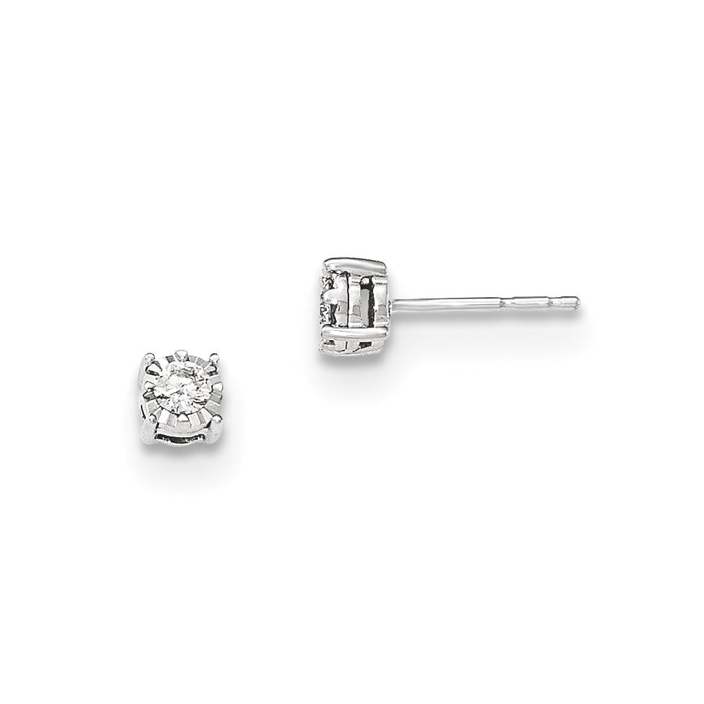 14K Weißgold Ohrstecker mit poliertem echtem Diamant