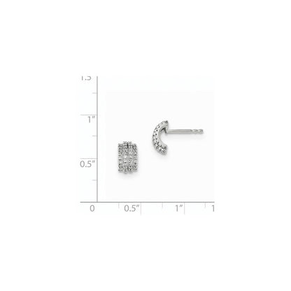 14K Weißgold Ohrstecker mit echten Diamanten und polierter Fassung
