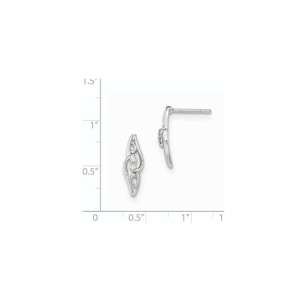 14K Weißgold Ohrstecker mit echtem Diamant, poliert