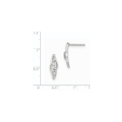 14K Weißgold Ohrstecker mit echtem Diamant, poliert