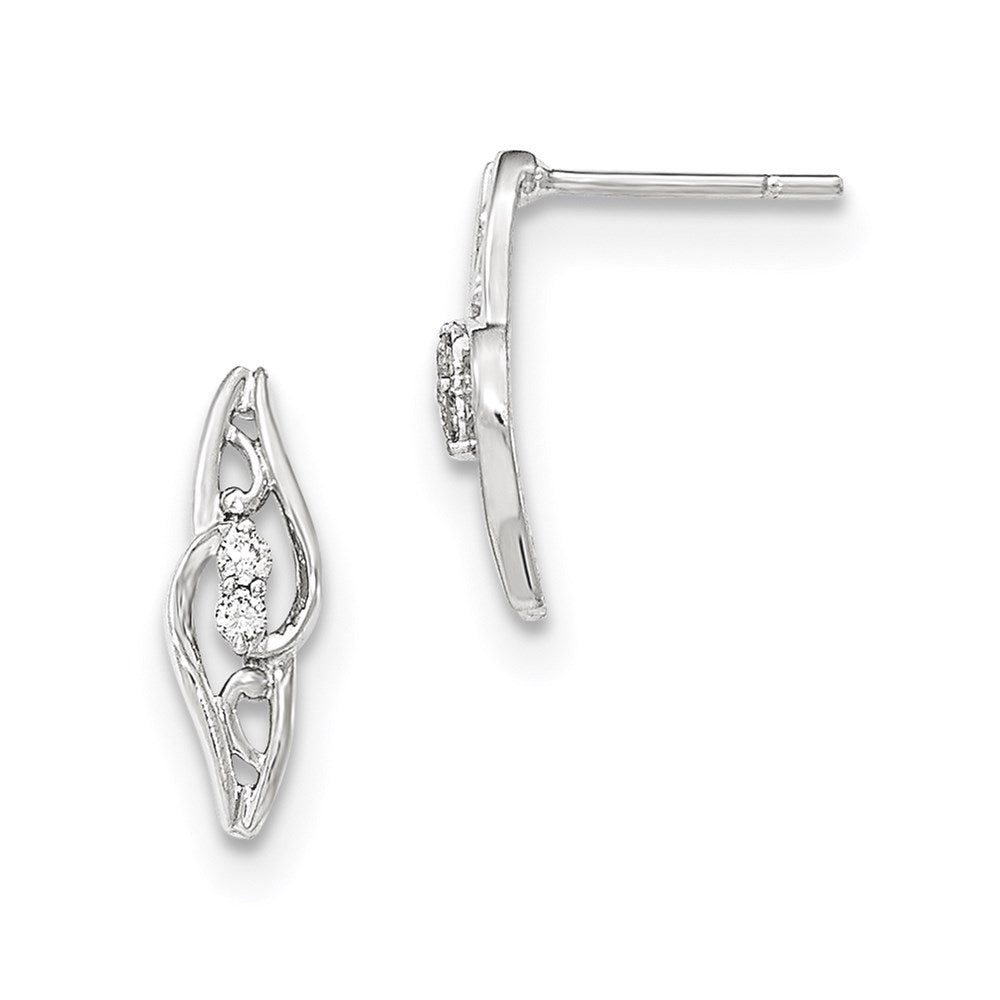 14K Weißgold Ohrstecker mit echtem Diamant, poliert