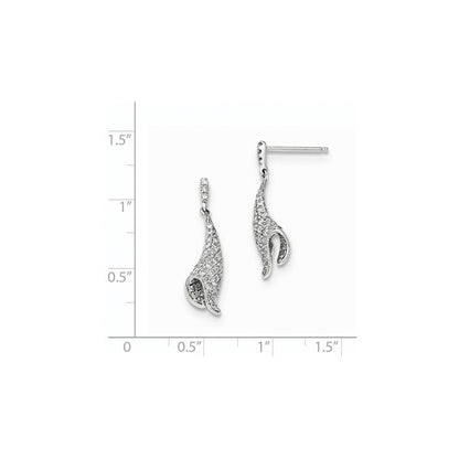 14K Weißgold Diamant-Pavé-Ohrhänger mit Steckverschluss