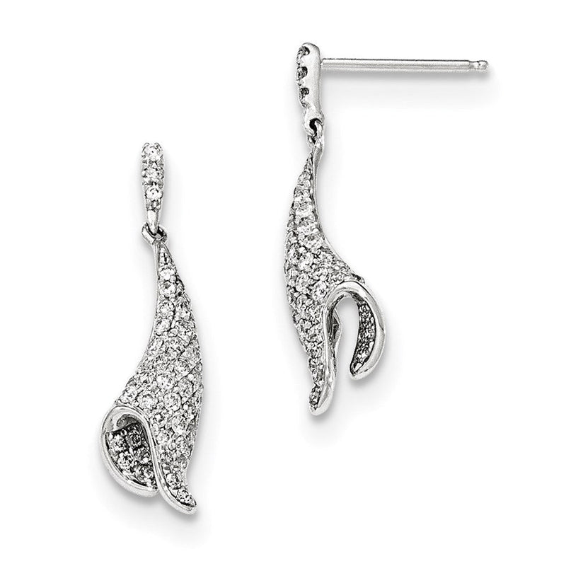 14K Weißgold Diamant-Pavé-Ohrhänger mit Steckverschluss