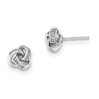 14K Weißgold Diamant-Knoten-Ohrstecker