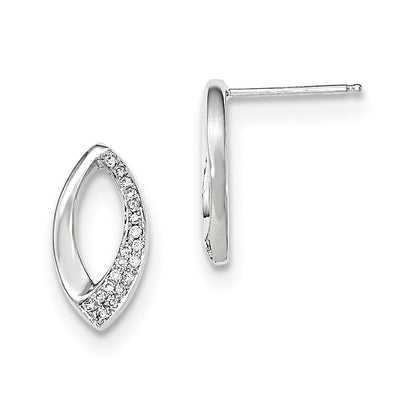 14K Weißgold Ohrstecker mit echten Diamanten, Pavé-Fassung, Marquise-Form