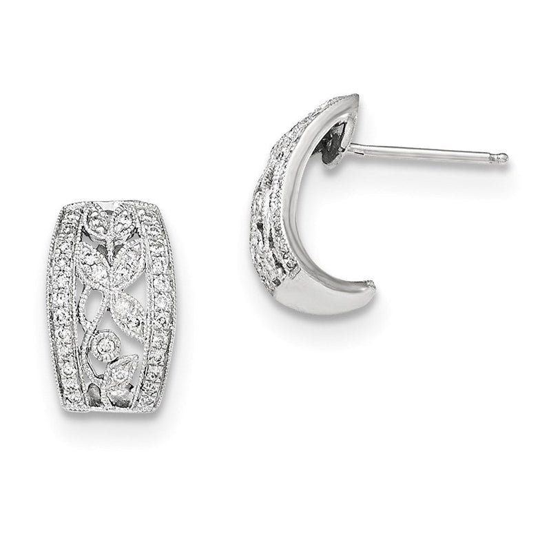14K Weißgold Diamant-Ohrstecker "Durchbrochene Blätter" mit Milgrain-Fassung