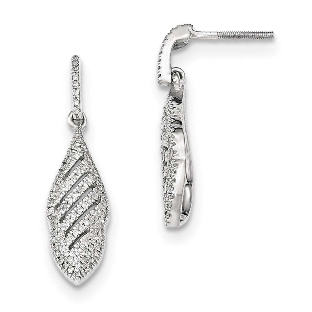 14K Weißgold Ohrhänger mit echten Diamanten und Steckverschluss