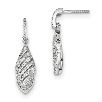14K Weißgold Ohrhänger mit echten Diamanten und Steckverschluss
