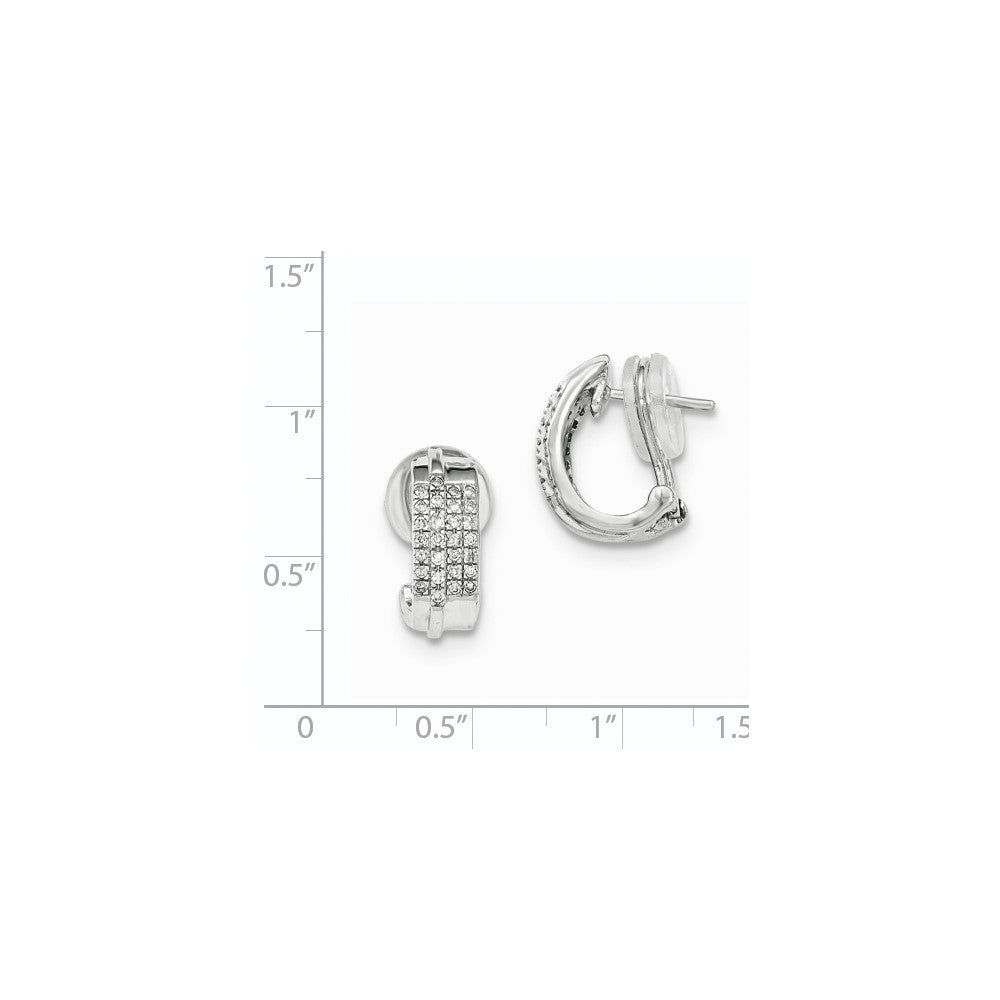 14K Weißgold Diamant Ohrringe mit Omega-Verschluss, poliert