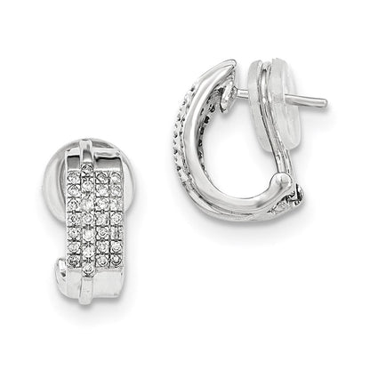 14K Weißgold Diamant Ohrringe mit Omega-Verschluss, poliert