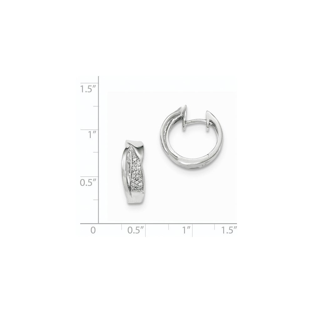 14K Weißgold Diamant-Creolen, poliert, mit Klappscharnier