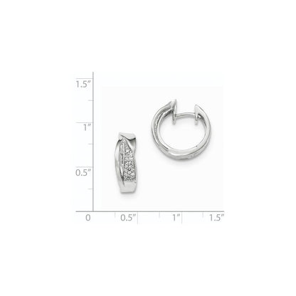 14K Weißgold Diamant-Creolen, poliert, mit Klappscharnier
