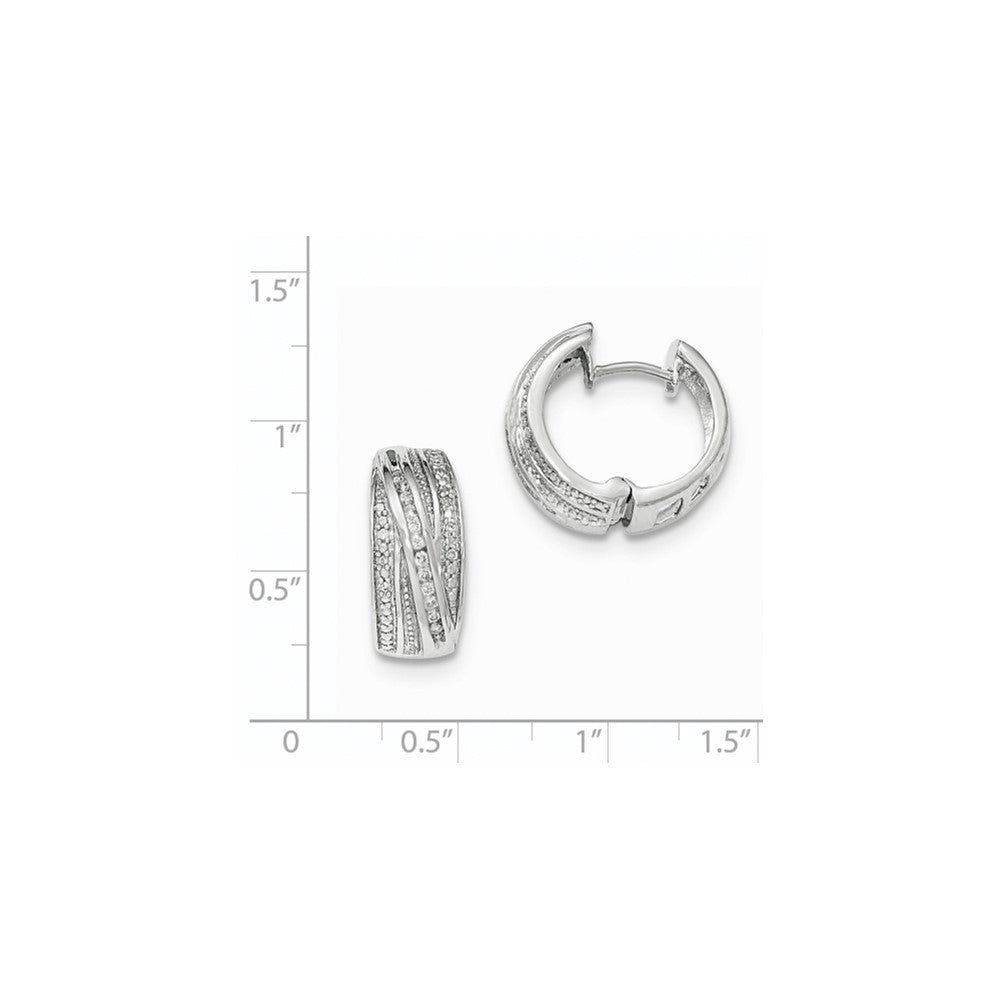 14K Weißgold Diamant Ohrringe, poliert, mit Klappscharnier, Creolen