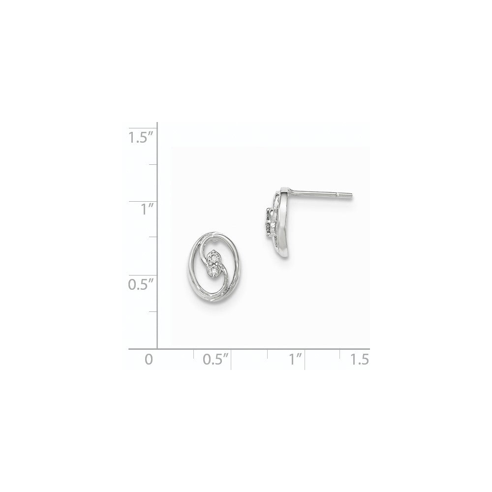 14K Weißgold Polierte Echte Diamant-Ohrstecker