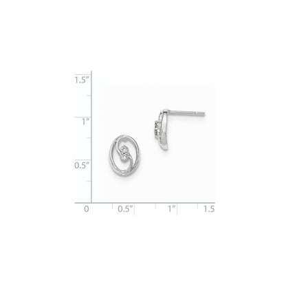 14K Weißgold Polierte Echte Diamant-Ohrstecker