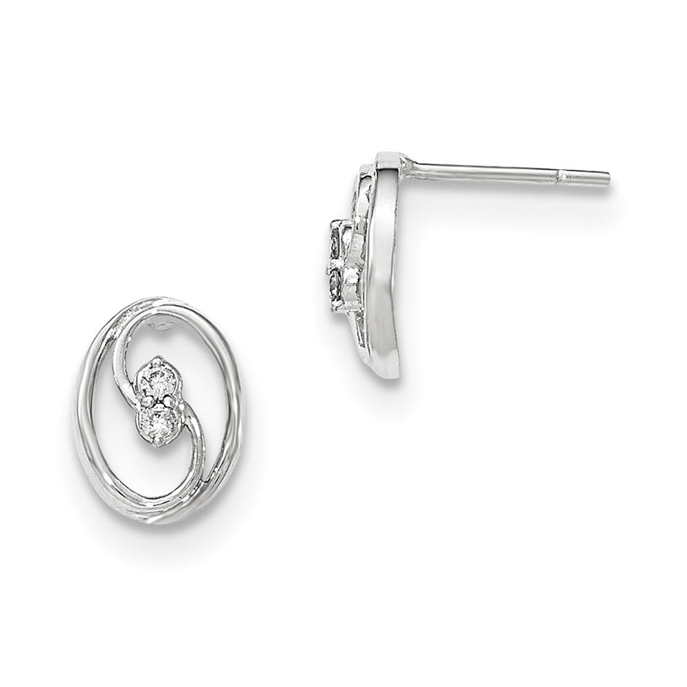 14K Weißgold Polierte Echte Diamant-Ohrstecker
