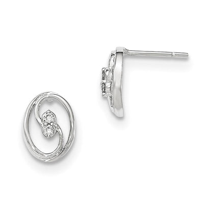 14K Weißgold Polierte Echte Diamant-Ohrstecker