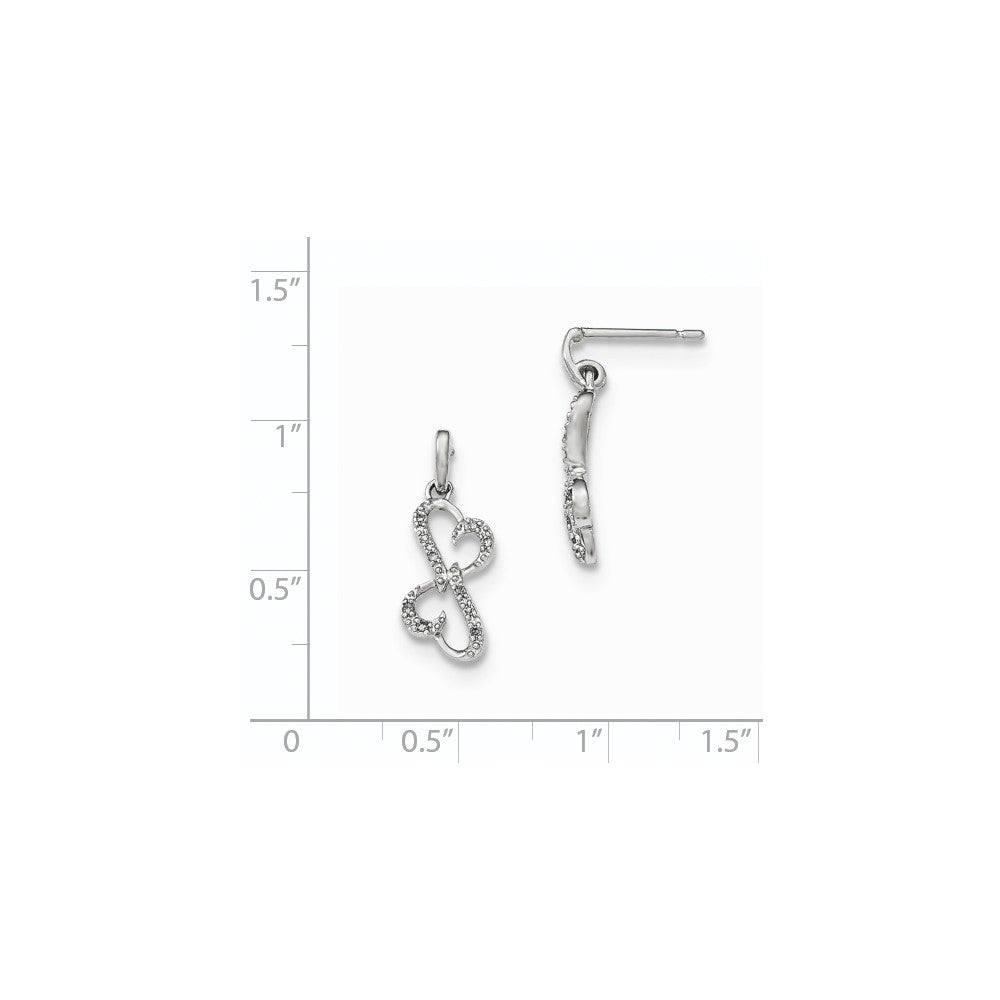 14K Weißgold Echte Diamant Herz-Ohrhänger mit Stecker