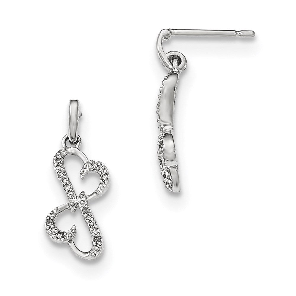 14K Weißgold Echte Diamant Herz-Ohrhänger mit Stecker