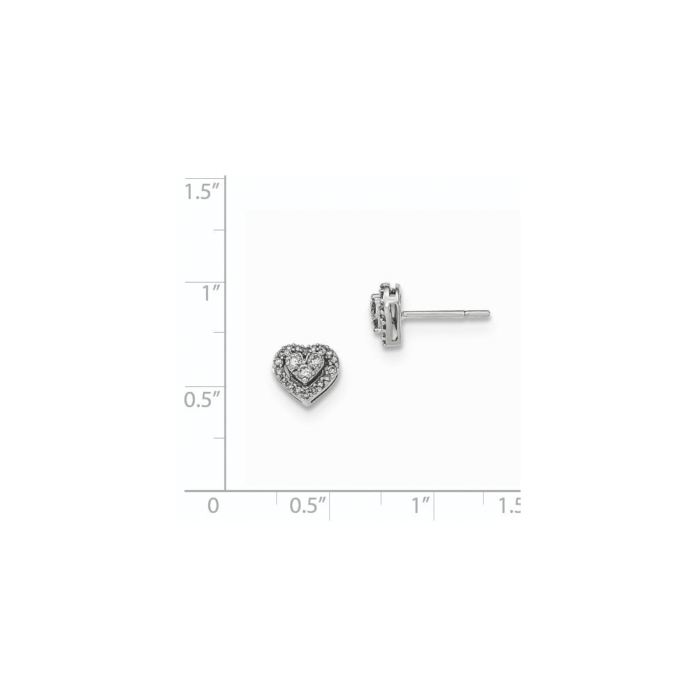 14K Weißgold Ohrstecker mit poliertem Herz aus echtem Diamant