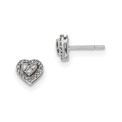 14K Weißgold Ohrstecker mit poliertem Herz aus echtem Diamant