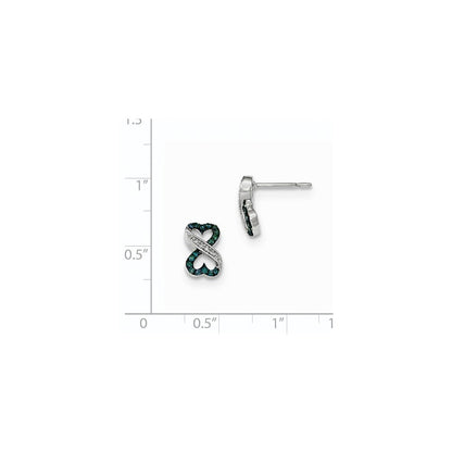 14K Weißgold Ohrstecker mit Herz-Infinity-Motiv, dunkelblauen und weißen echten Diamanten