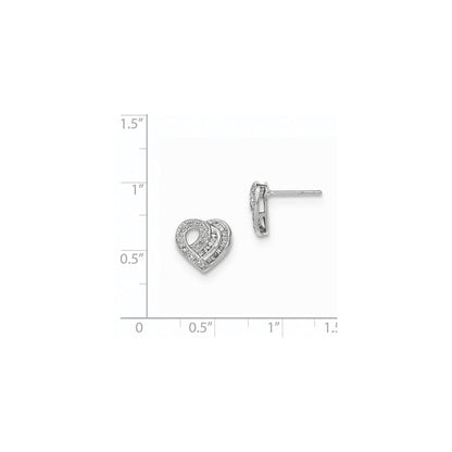 14K Weißgold Diamant-Herz-Ohrstecker
