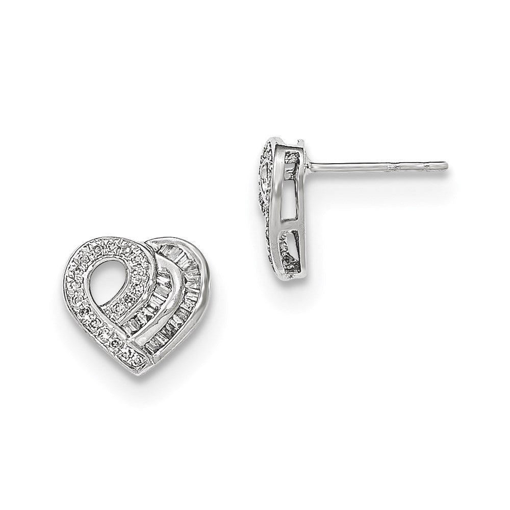 14K Weißgold Diamant-Herz-Ohrstecker